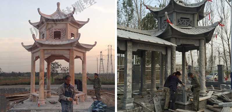 中式大理石涼亭安裝，石雕景觀亭子工廠，中式?jīng)鐾S家