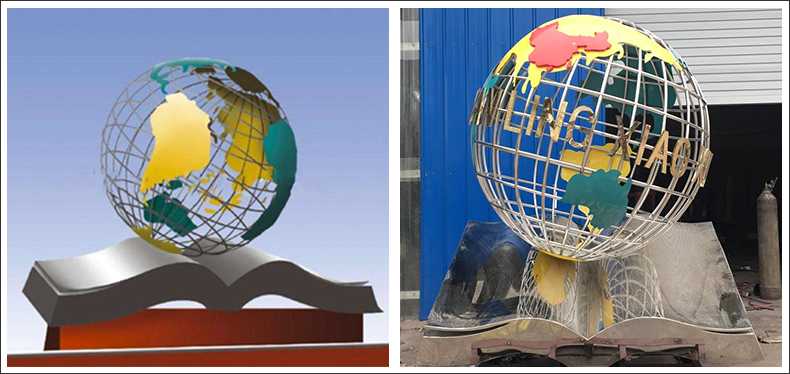 不銹鋼地球，景觀地球雕塑，學(xué)校地球儀擺件