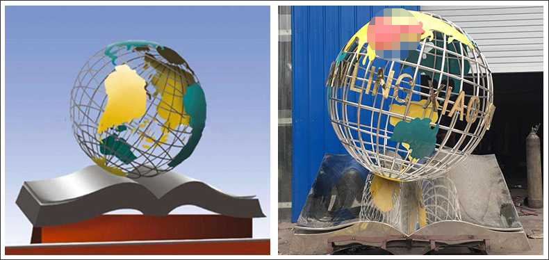 不銹鋼地球，景觀地球雕塑，學(xué)校地球儀擺件
