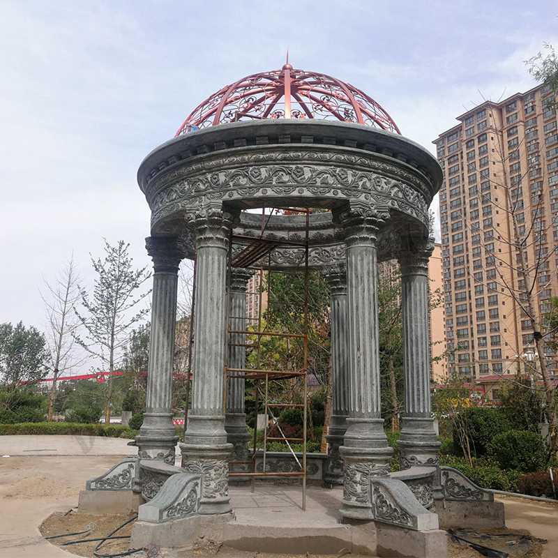 歐式景觀涼亭，小區(qū)花園休息亭子，石雕景觀亭子，綠色景觀涼亭1.jpg