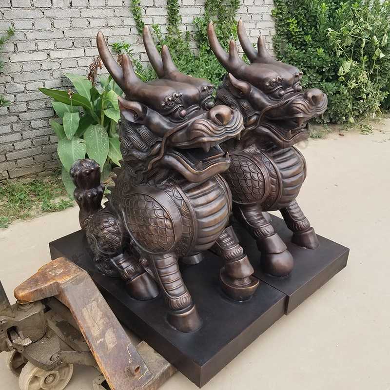 銅麒麟雕塑，銅麒麟擺件，鎮(zhèn)宅風水麒麟